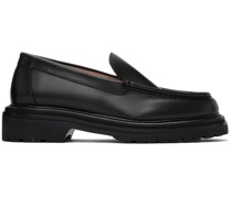 Black Leather Double Chunky Loafers