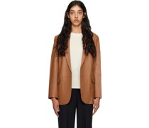 Tan Paneled Leather Blazer