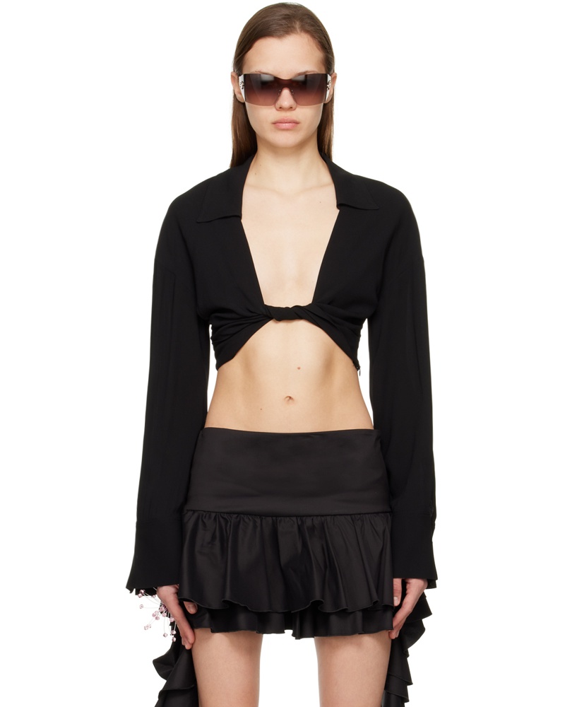 Blumarine Damen Black Twisted Shirt Blumarine Damen Black Twisted Shirt