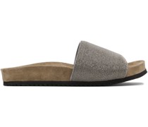Silver Suede Monili Slides