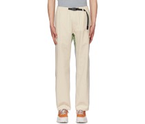 Beige & Blue Relaxed-Fit Trousers