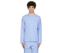Blue & White Poplin Striped Pyjama Shirt