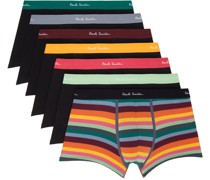 Seven-Pack Black Artist Stripe Boxer Briefs