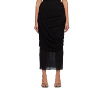 Black Draped Dewy Maxi Skirt