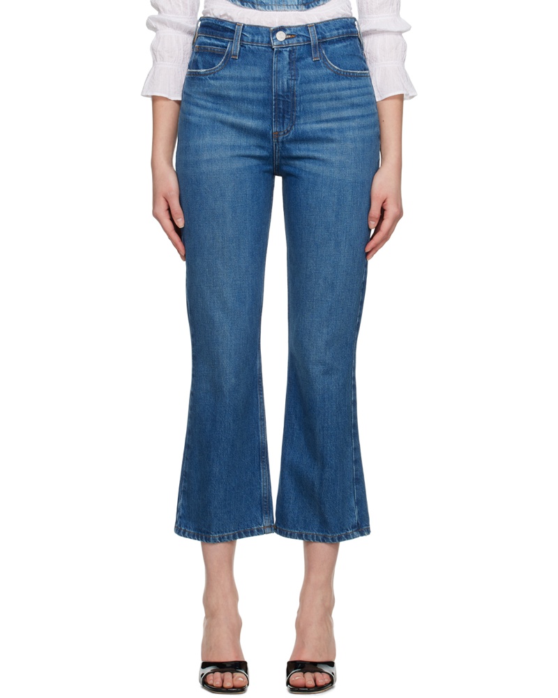 Frame Denim Damen Blue Le High 'N' Tight Crop Mini Boot Jeans