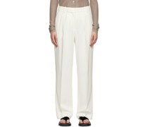 White Front Pleat Trousers