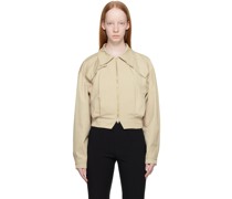 Beige Cropped Bomber