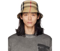 Beige Exaggerated Check Bucket Hat