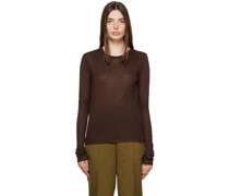 Brown Crewneck Long Sleeve T-Shirt
