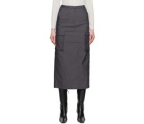 Gray Cargo Pocket Maxi Skirt