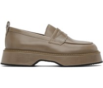 Taupe Square Toe Loafers