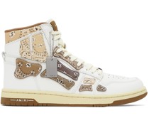 White & Brown Skel Top Hi Sneakers
