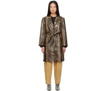 Brown Snake Faux-Leather Coat