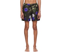 Black Floral Swim Shorts