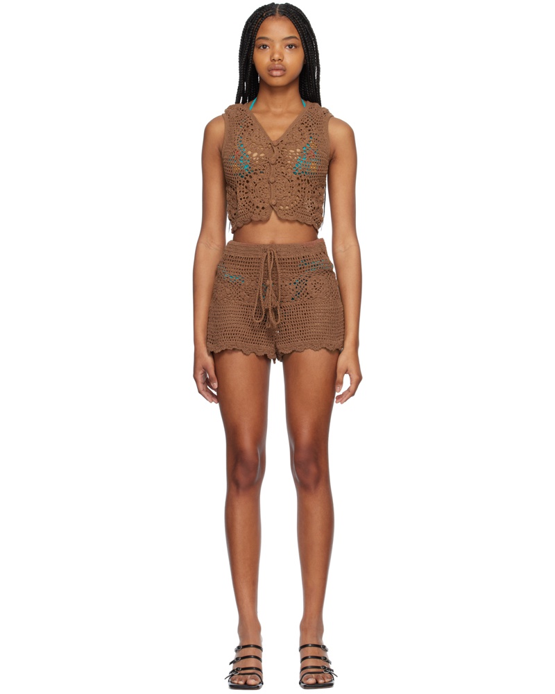 Akoia Damen Brown Bonita Vest & Shorts Set