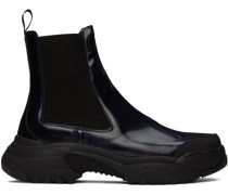 Navy Faux-Leather Chelsea Boots
