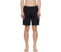 Black Garment-Dyed Swim Shorts