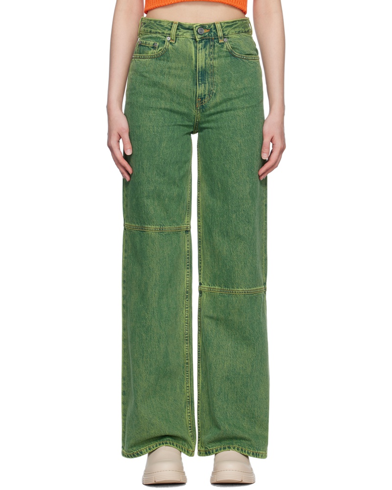 Ganni Damen Green Faded Jeans
