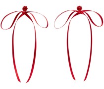 Red Bow Ribbon Stud Earrings