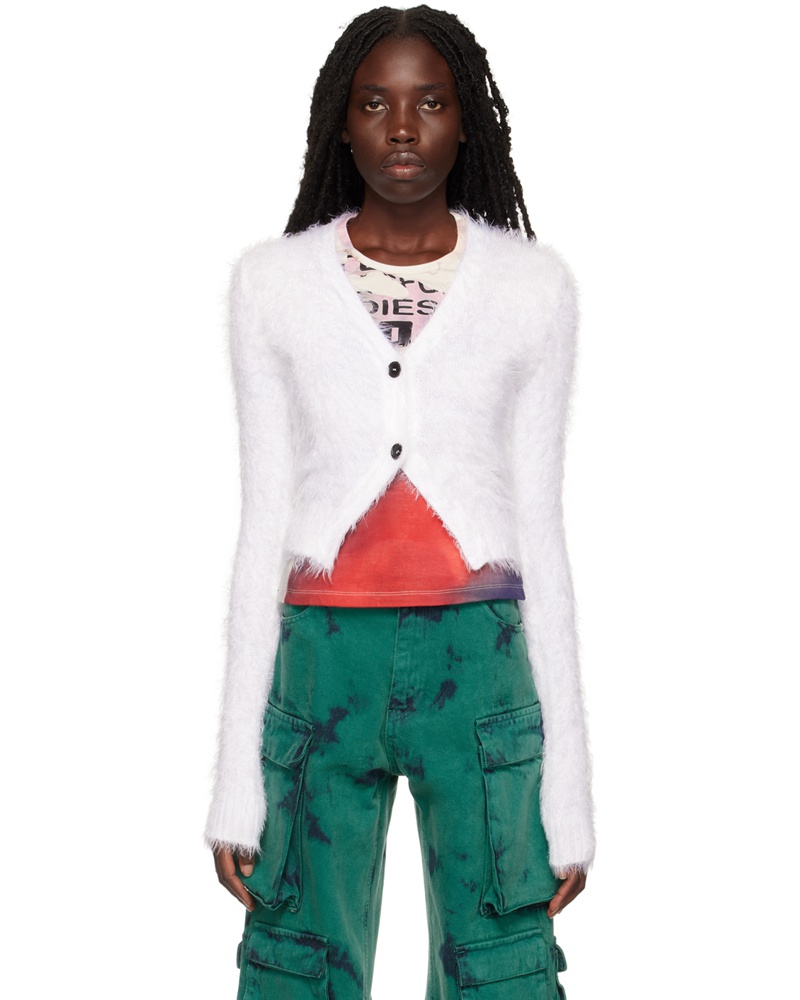 MSGM Damen White Maglia Cardigan
