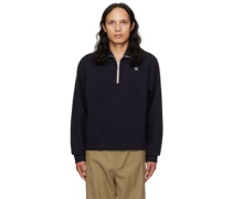 Navy Double Ribbed Half-Zip Sweater