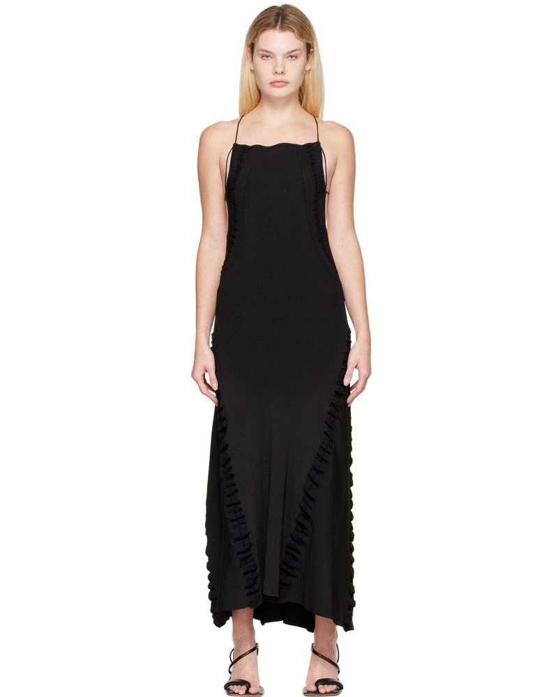 Jacquemus Damen Black 'La Robe Maille Crema' Maxi Dress