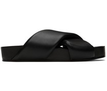 Black Shearling Slides