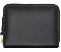 Black Leather Multicard Zip Wallet