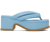 Blue Platform Thong Heeled Sandals