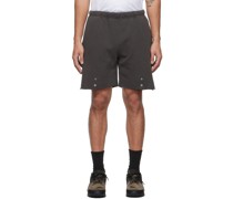 Black Faded Snap Front Shorts