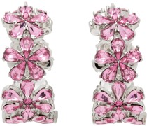 Silver & Pink Lily Hoop Earrings