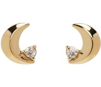 Gold Super Tiny Moon Diamond Earrings