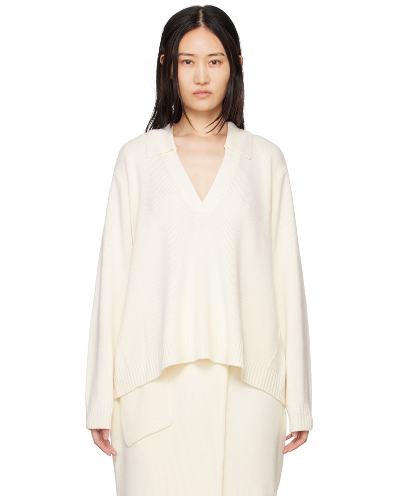 Subtle Le Nguyen Damen Off-White Spread Collar Polo