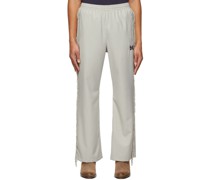 Grey Fringe Boot-Cut Track Sweatpants