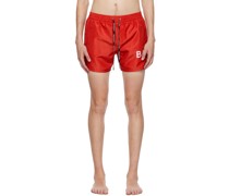 Red Printed Swim Shorts