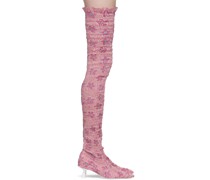 Pink Shirred Stretch Boots