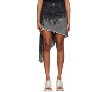 Gray Studded Denim Midi Skirt