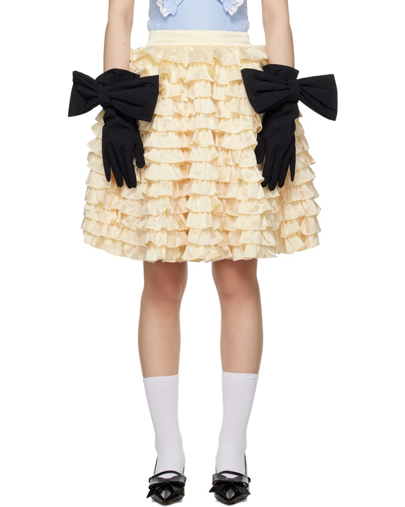 SHUSHU/TONG Damen Yellow Ruffle Midi Skirt