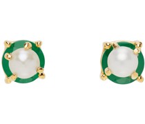 Gold Onyx Pearl Stud Earrings