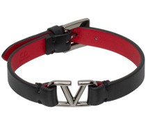 Black VLogo Signature Leather Bracelet