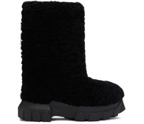Black Shearling Lunar Tractor Boots