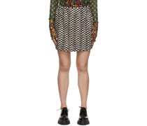Black & White Faux-Fur Chequered Mini Skirt