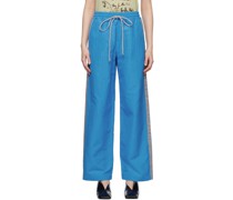 Blue Grosgrain Trim Lounge Pants