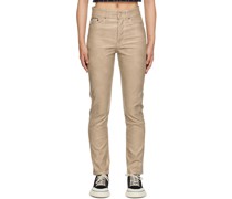 Taupe Solstice Faux-Leather Jeans