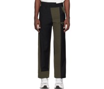 Black & Khaki Paneled Trousers