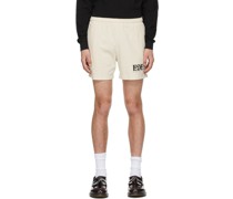 Beige Recycled Cotton Logo Lounge Shorts