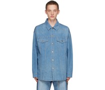 Blue & Navy Paneled Denim Shirt