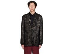 Black Creased Leather Jacket