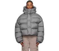 Gray Hooded Down Jacket
