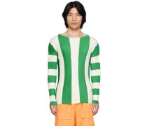 Green & White Pleated Stripe T-Shirt